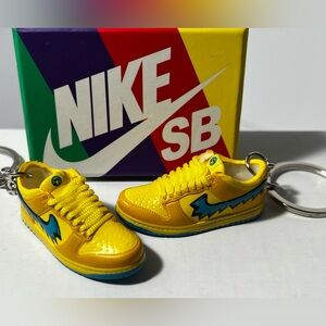 3D Mini Sneaker Keychains Yellow Blue Lightning Swoosh with mini box